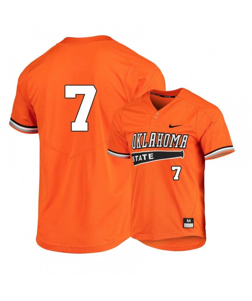 Oklahoma State Cowboys 7 Max Hewitt Orange Elite Baseball Jersey by My Store