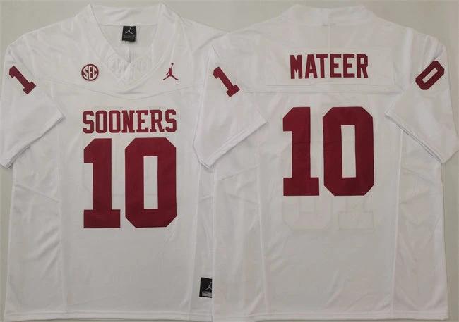 Oklahoma Sooners #10 John Mateer Jersey 2025 F.U.S.E. Football Stitched by My Store NCAA Football Jerseys