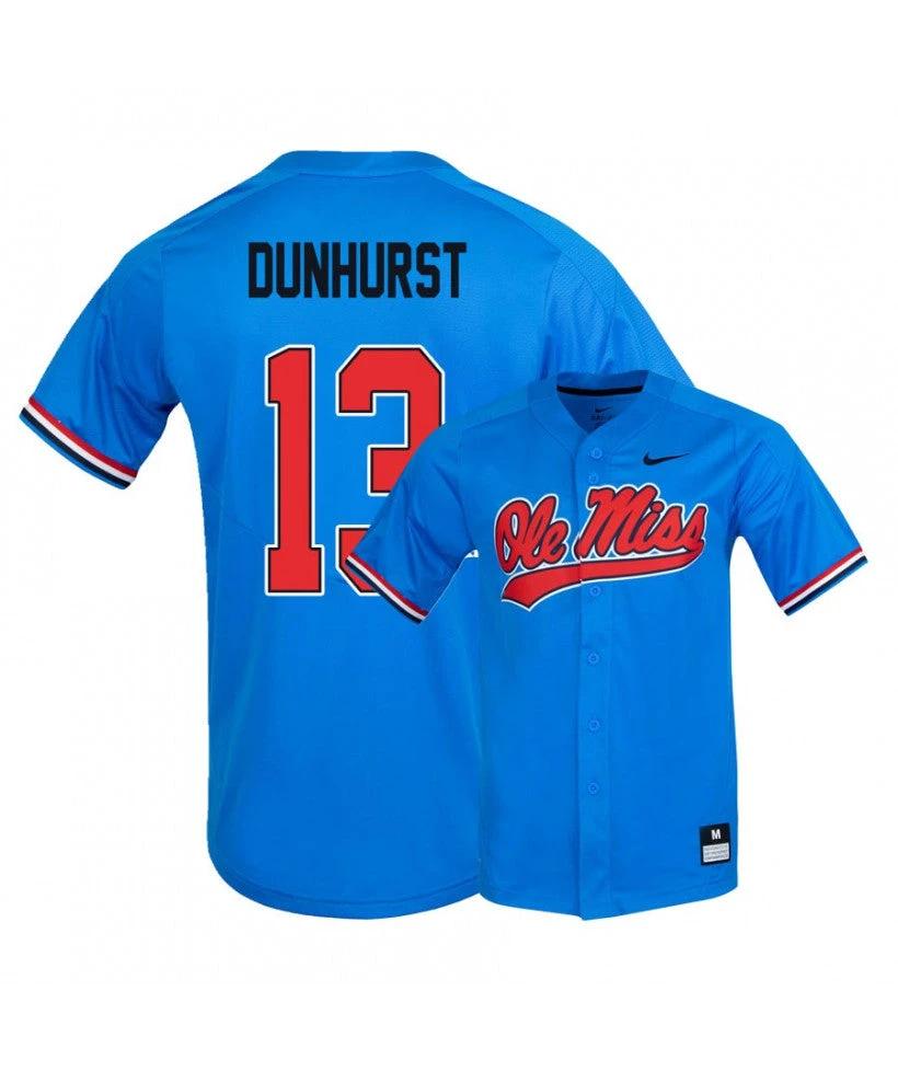 Ole Miss Rebels 13 Hayden Dunhurst Blue College Baseball Jersey by My Store