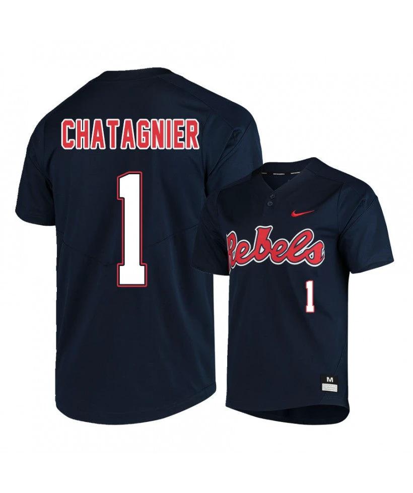 Ole Miss Rebels 1 Peyton Chatagnier Black College Baseball Jersey by My Store