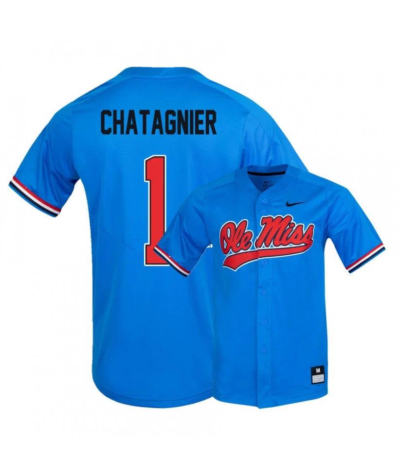 Ole Miss Rebels 1 Peyton Chatagnier Blue College Baseball Jersey by My Store