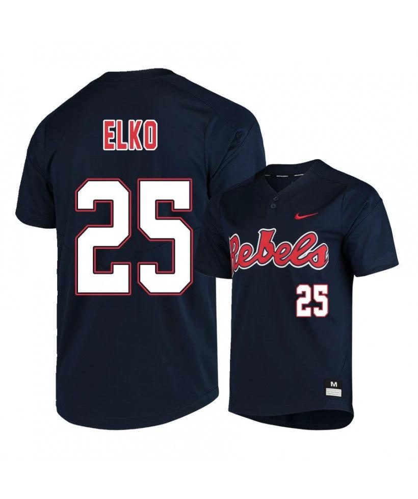 Ole Miss Rebels 25 Tim Elko Black College Baseball Jersey by My Store