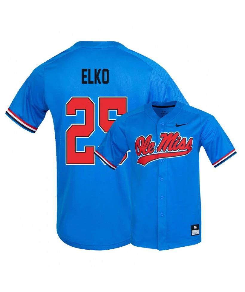 Ole Miss Rebels 25 Tim Elko Blue College Baseball Jersey by My Store