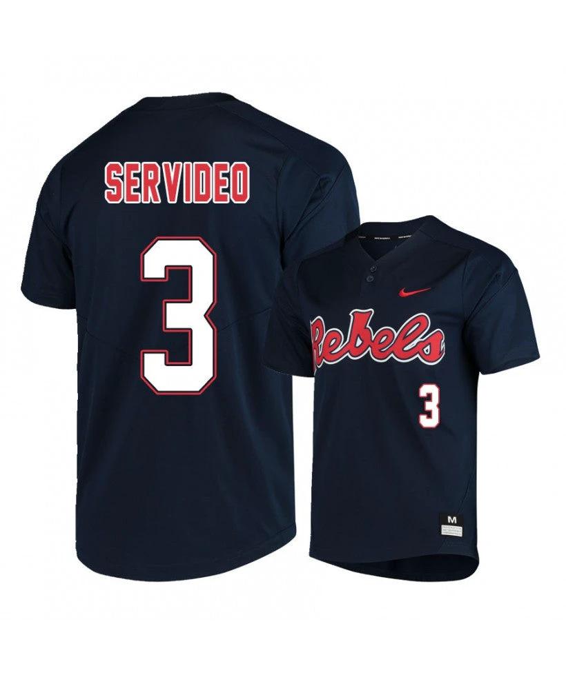 Ole Miss Rebels 3 Anthony Servideo Black College Baseball Jersey by My Store