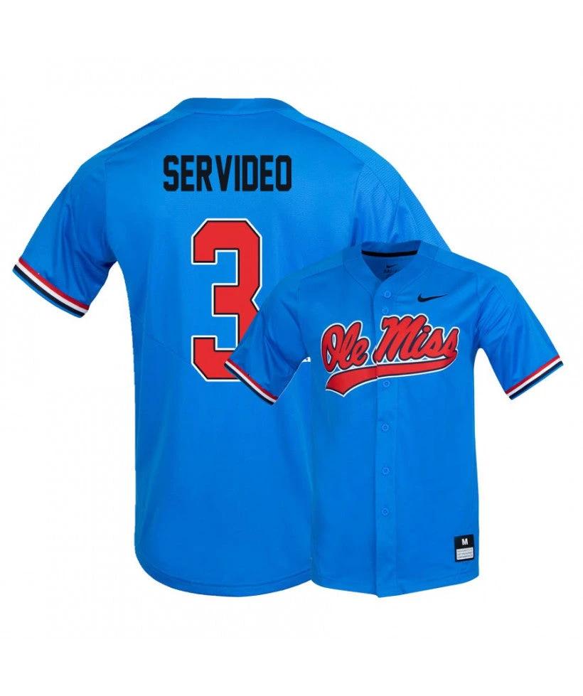 Ole Miss Rebels 3 Anthony Servideo Blue College Baseball Jersey by My Store