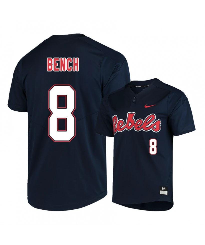 Ole Miss Rebels 8 Justin Bench Black College Baseball Jersey by My Store