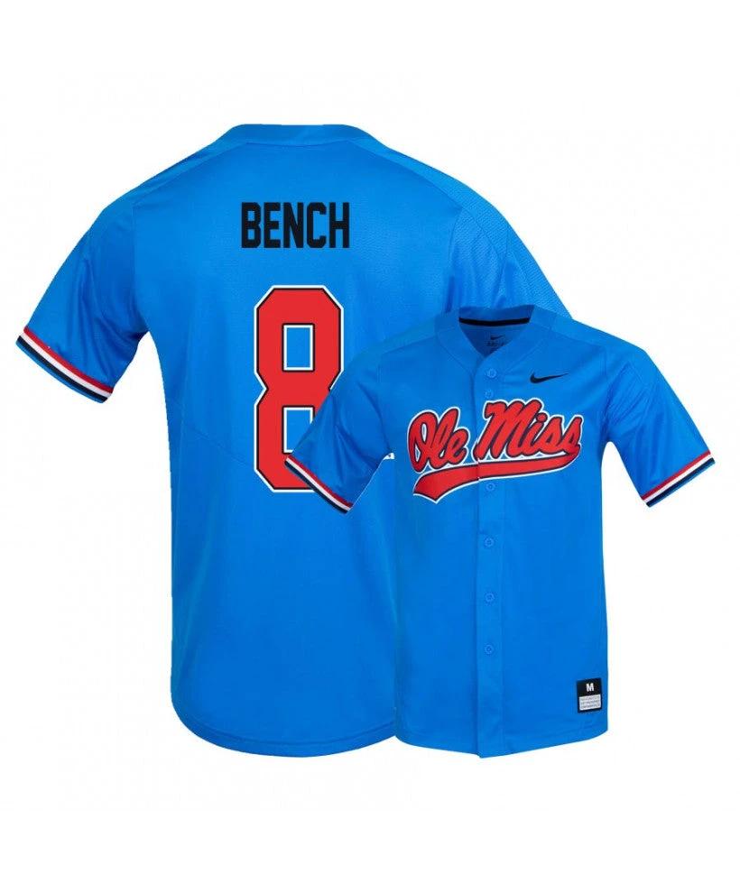 Ole Miss Rebels 8 Justin Bench Blue College Baseball Jersey by My Store