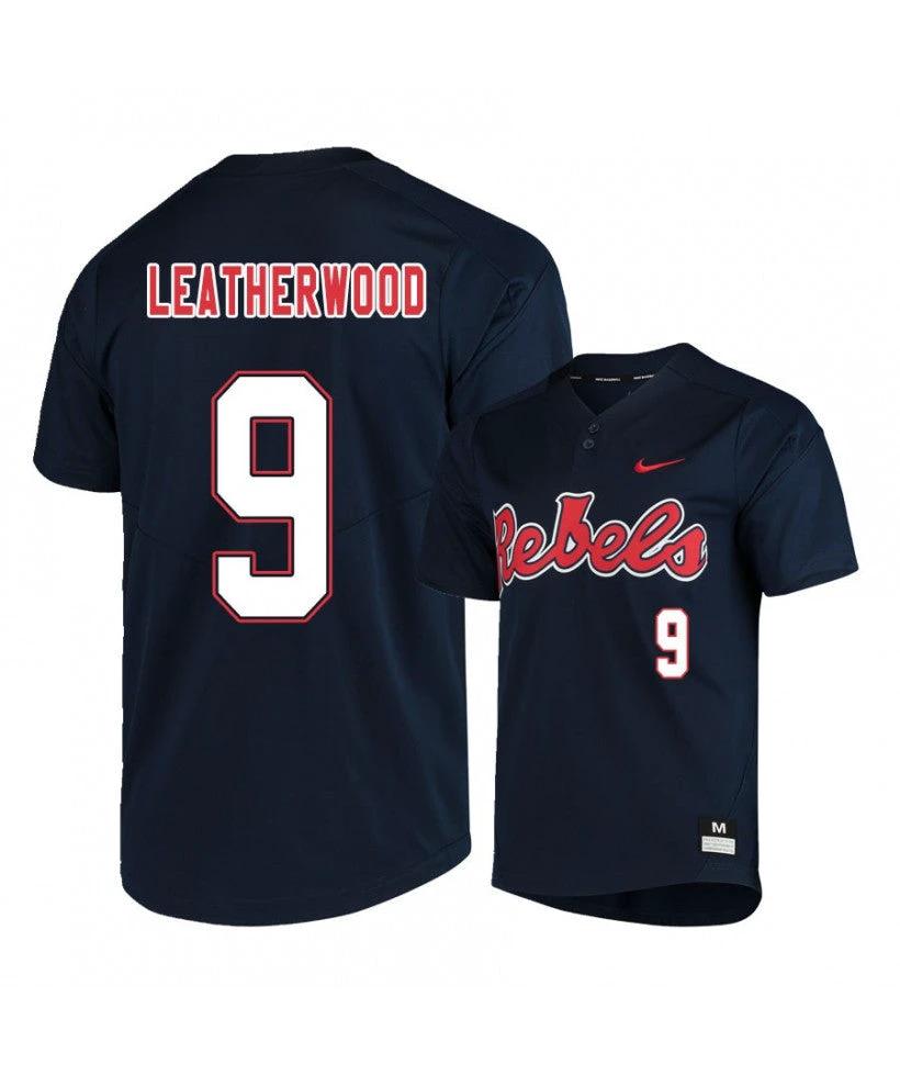 Ole Miss Rebels 9 Hayden Leatherwood Black College Baseball Jersey by My Store