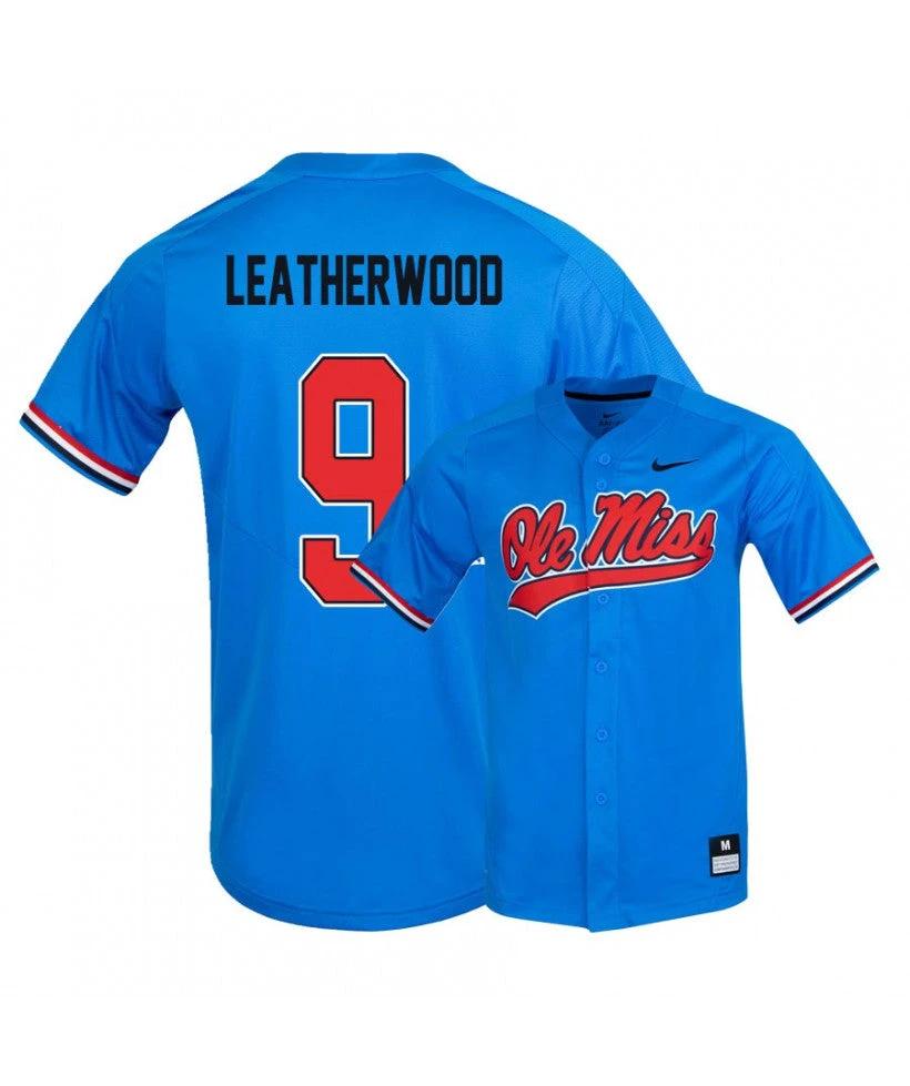 Ole Miss Rebels 9 Hayden Leatherwood Blue College Baseball Jersey by My Store