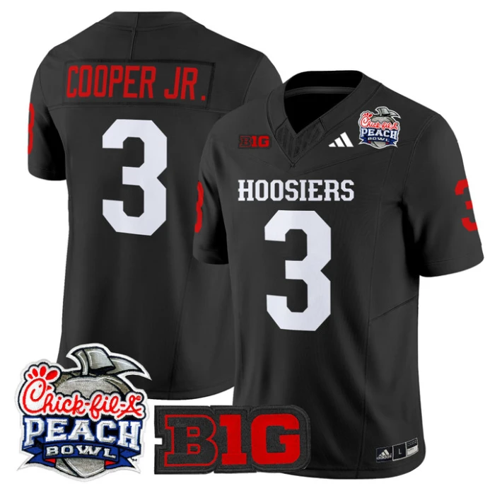 Omar Cooper Jr Jersey #3 Indiana Hoosiers 2026 Peach Bowl Patch Stitched Black by NCAA Football Jersey