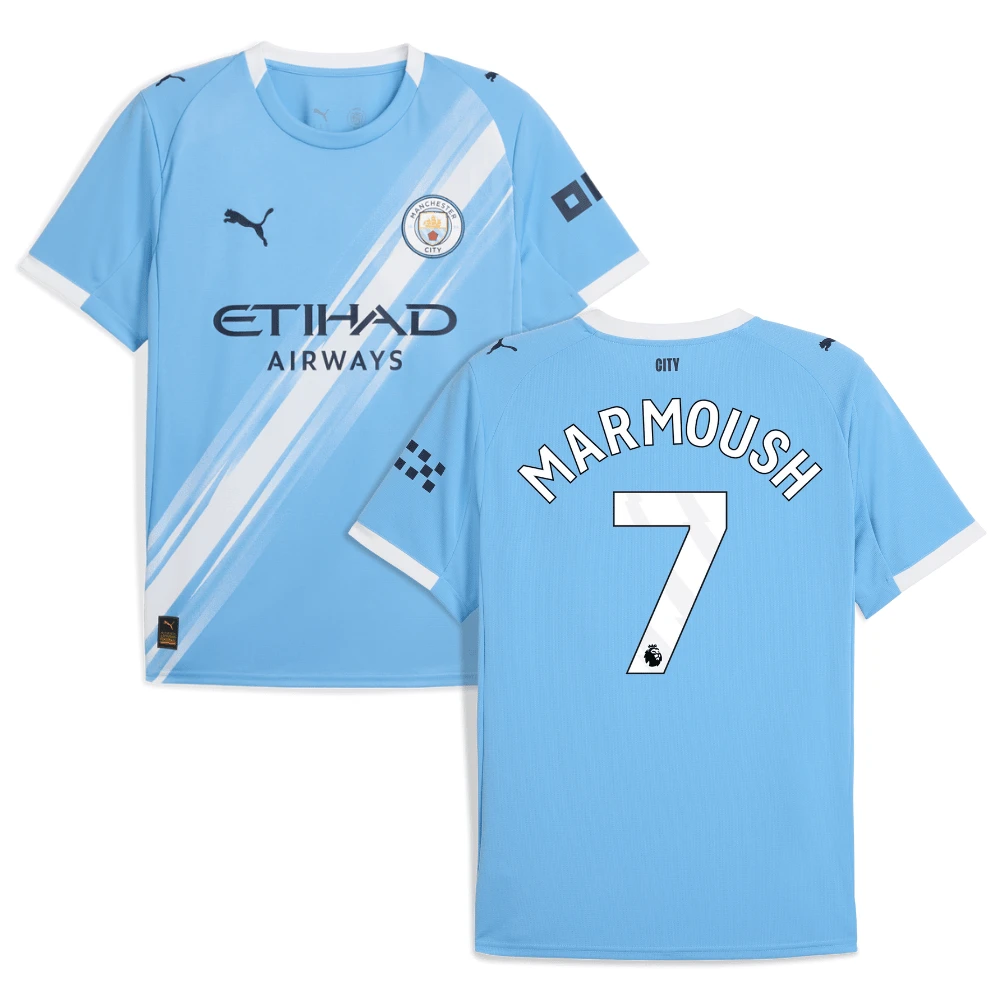 Omar Marmoush 7 Manchester City 2025-26 Home Men Jersey – Sky Blue by Soccer Jersey