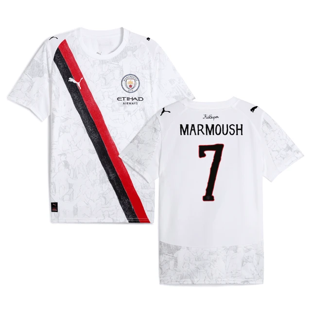 Omar Marmoush 7 Manchester City 2025-26 Match Jersey – White by Soccer Jersey