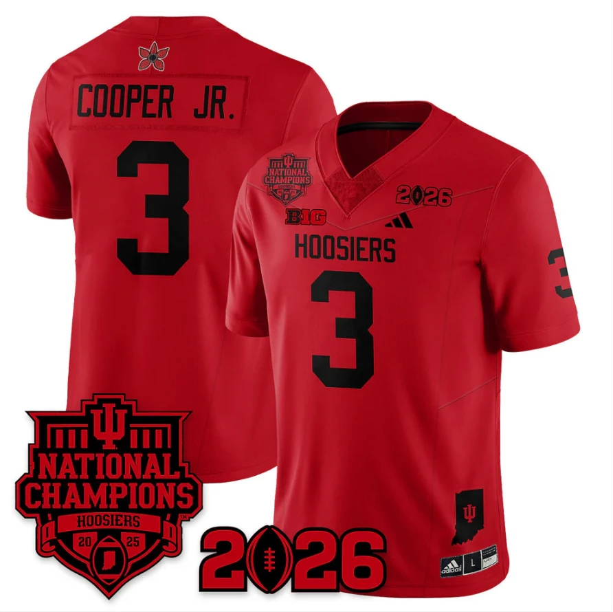 Omar Cooper Jr Jersey #3 Hoosiers Stranger Things 2025 Champions Stitched by My Store NCAA Football Jerseys