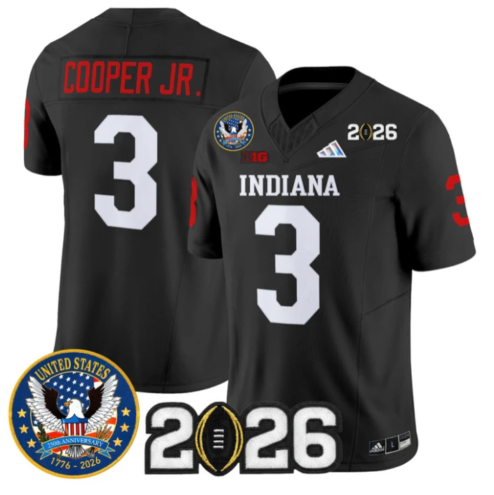 Omar Cooper Jr Jersey #3 Hoosiers United States 250th Patch V2 Stitched by My Store NCAA Football Jerseys