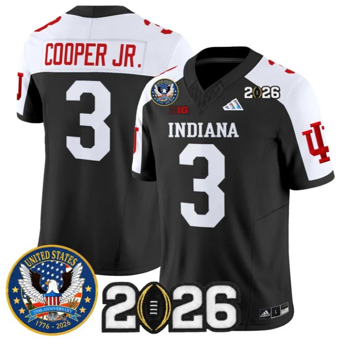 Omar Cooper Jr Jersey #3 Hoosiers United States 250th Patch V2 Stitched by My Store NCAA Football Jerseys