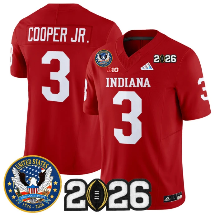 Omar Cooper Jr Jersey #3 Hoosiers United States 250th Patch V2 Stitched by My Store NCAA Football Jerseys
