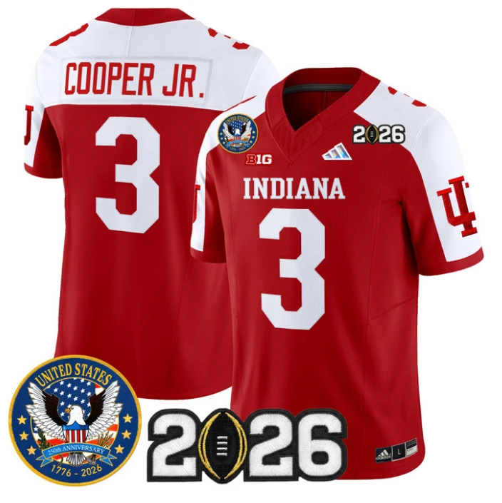 Omar Cooper Jr Jersey #3 Hoosiers United States 250th Patch V2 Stitched by My Store NCAA Football Jerseys