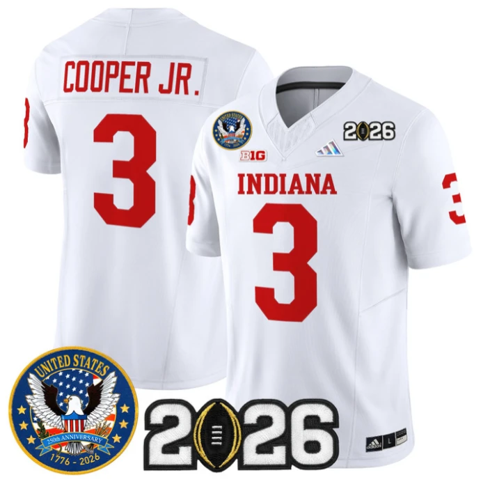 Omar Cooper Jr Jersey #3 Hoosiers United States 250th Patch V2 Stitched by My Store NCAA Football Jerseys