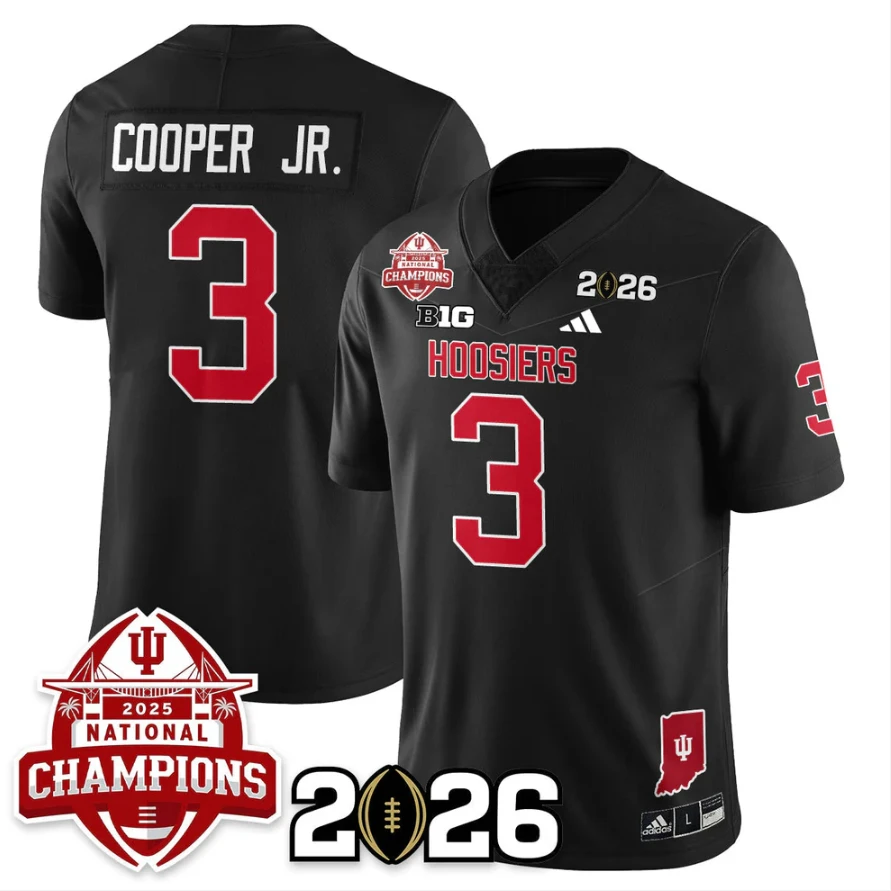 Omar Cooper Jr Jersey #3 Indiana Hoosiers 2025 National Champions V2 Stitched by My Store NCAA Football Jerseys