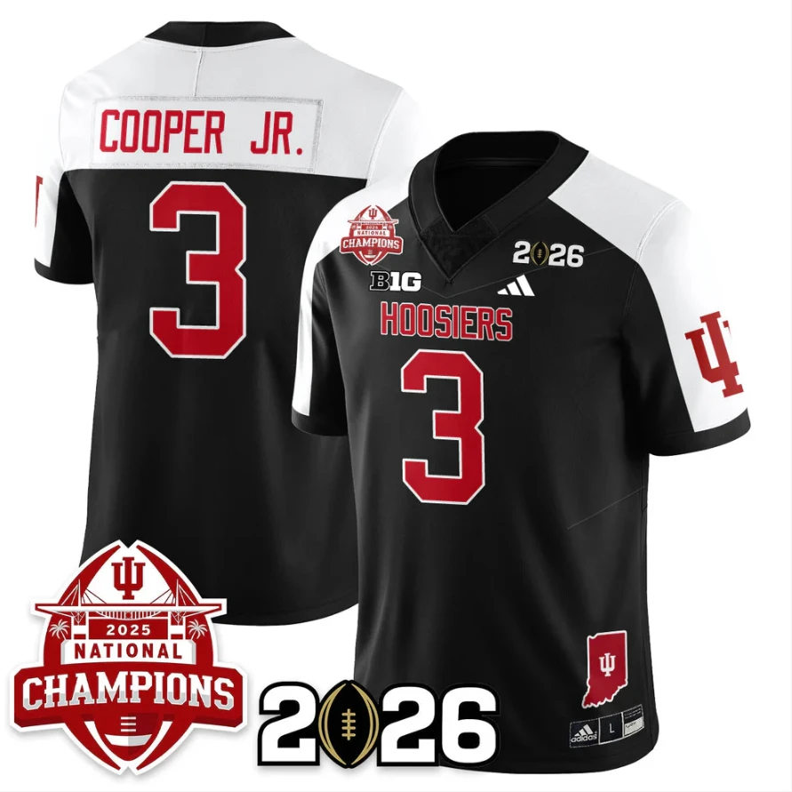 Omar Cooper Jr Jersey #3 Indiana Hoosiers 2025 National Champions V2 Stitched by My Store NCAA Football Jerseys