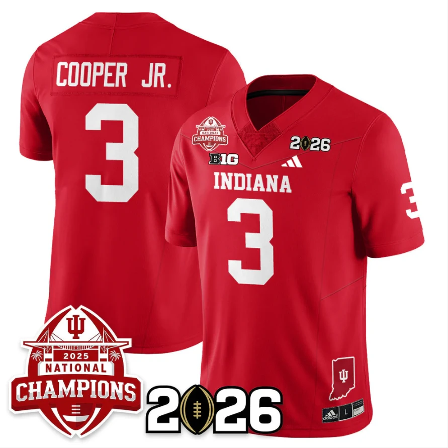 Omar Cooper Jr Jersey #3 Indiana Hoosiers 2025 National Champions V2 Stitched by My Store NCAA Football Jerseys