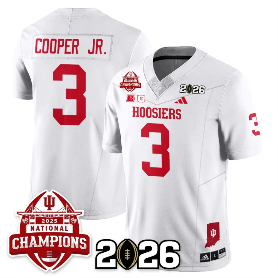 Omar Cooper Jr Jersey #3 Indiana Hoosiers 2025 National Champions V2 Stitched by My Store NCAA Football Jerseys