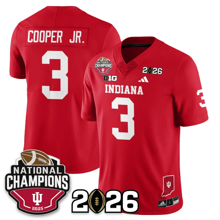 Omar Cooper Jr Jersey #3 Indiana Hoosiers 2025 National Champions V3 Stitched by My Store NCAA Football Jerseys