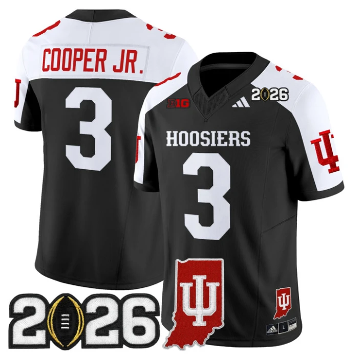 Omar Cooper Jr Jersey #3 Indiana Hoosiers 2026 CFP Final Indiana State Stitched by My Store NCAA Football Jerseys