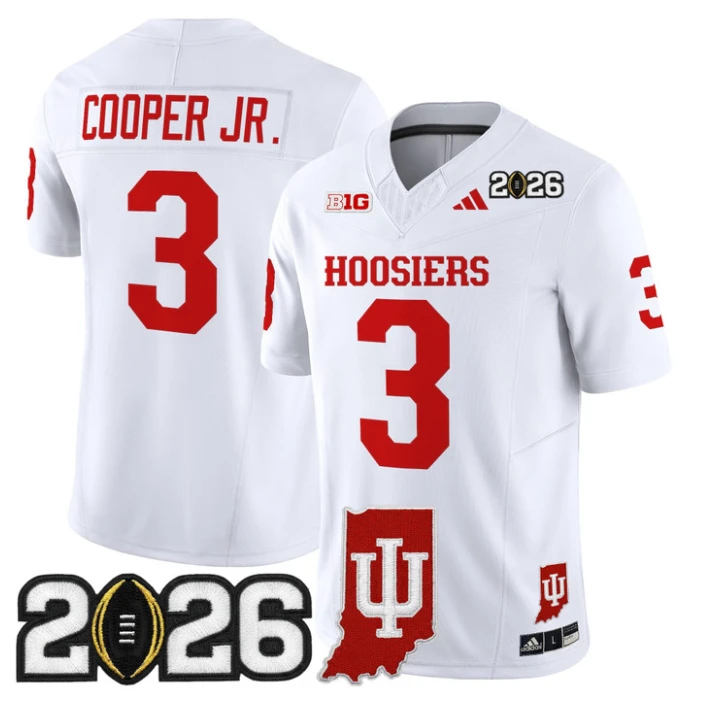 Omar Cooper Jr Jersey #3 Indiana Hoosiers 2026 CFP Final Indiana State Stitched by My Store NCAA Football Jerseys