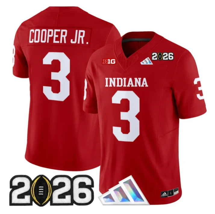 Omar Cooper Jr Jersey #3 Indiana Hoosiers 2026 CFP Final V3 Stitched by My Store NCAA Football Jerseys