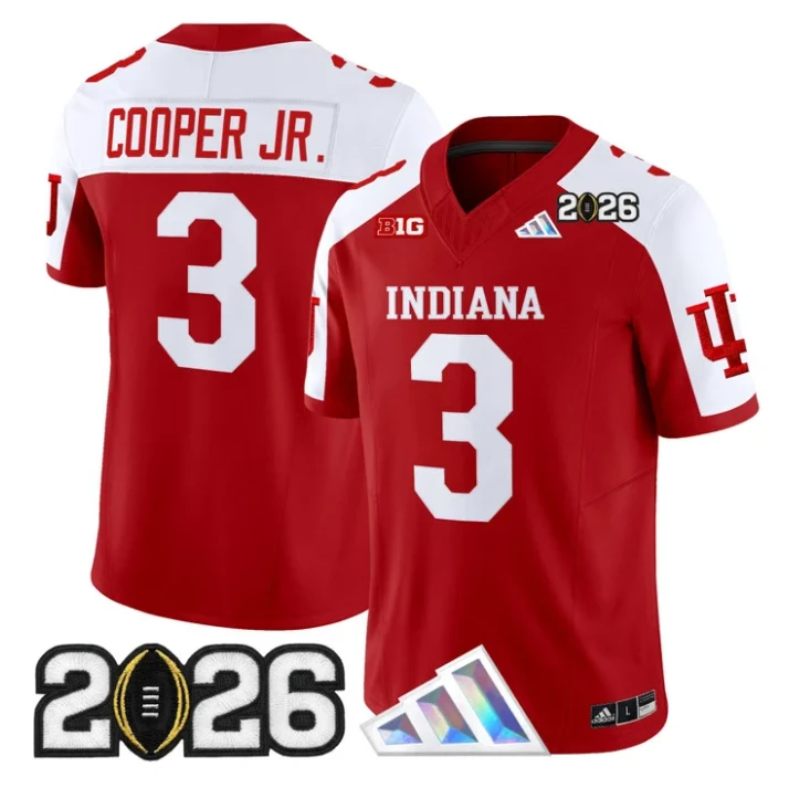 Omar Cooper Jr Jersey #3 Indiana Hoosiers 2026 CFP Final V3 Stitched by My Store NCAA Football Jerseys