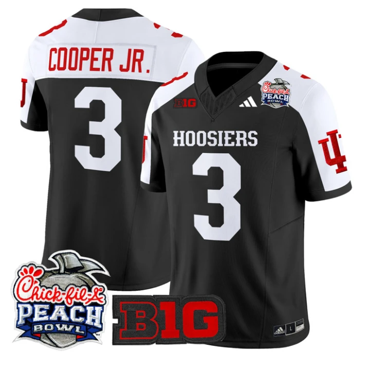 Omar Cooper Jr Jersey #3 Indiana Hoosiers 2026 Peach Bowl Patch Stitched by My Store NCAA Football Jerseys