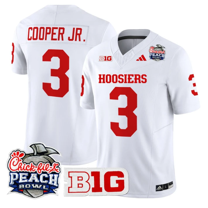 Omar Cooper Jr Jersey #3 Indiana Hoosiers 2026 Peach Bowl Patch Stitched by My Store NCAA Football Jerseys