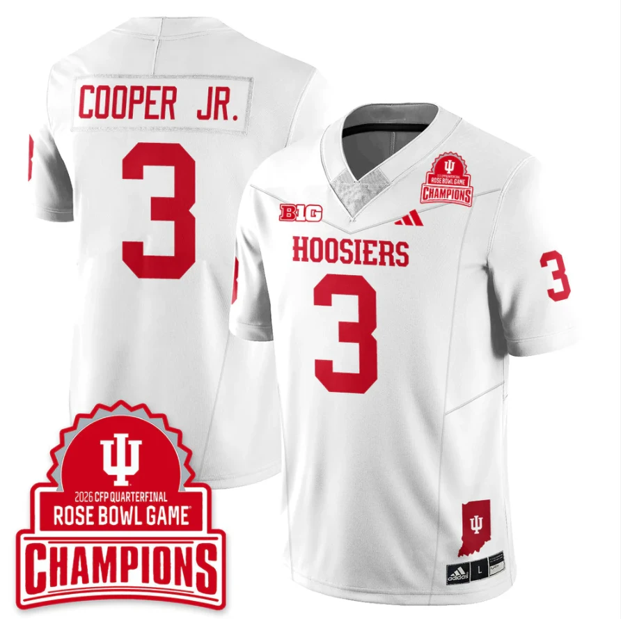 Omar Cooper Jr Jersey #3 Indiana Hoosiers 2026 Rose Bowl Game Champions Stitched by My Store NCAA Football Jerseys