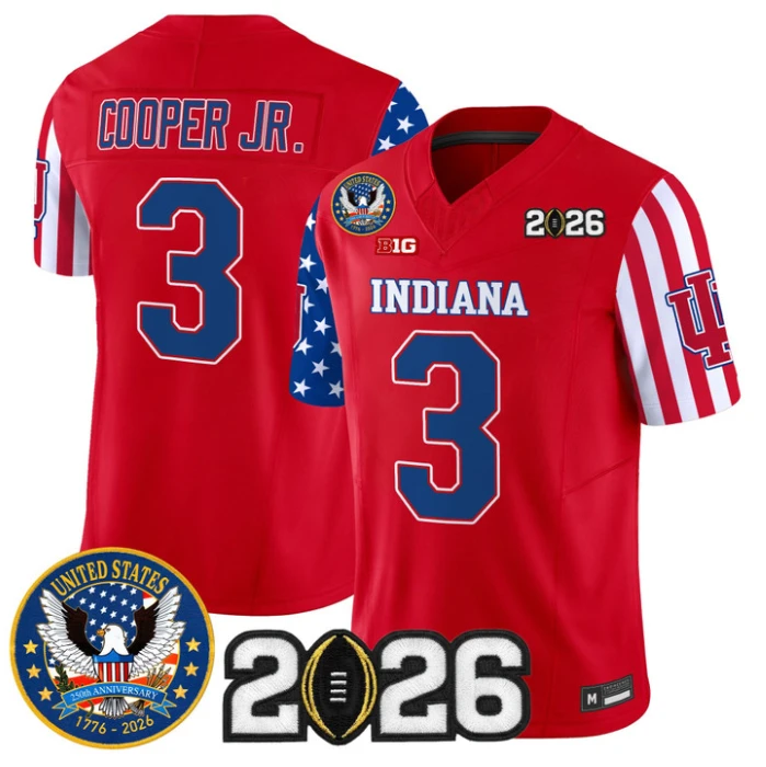 Omar Cooper Jr Jersey #3 Indiana Hoosiers America 250 Edition 2026 CFP Stitched by My Store NCAA Football Jerseys