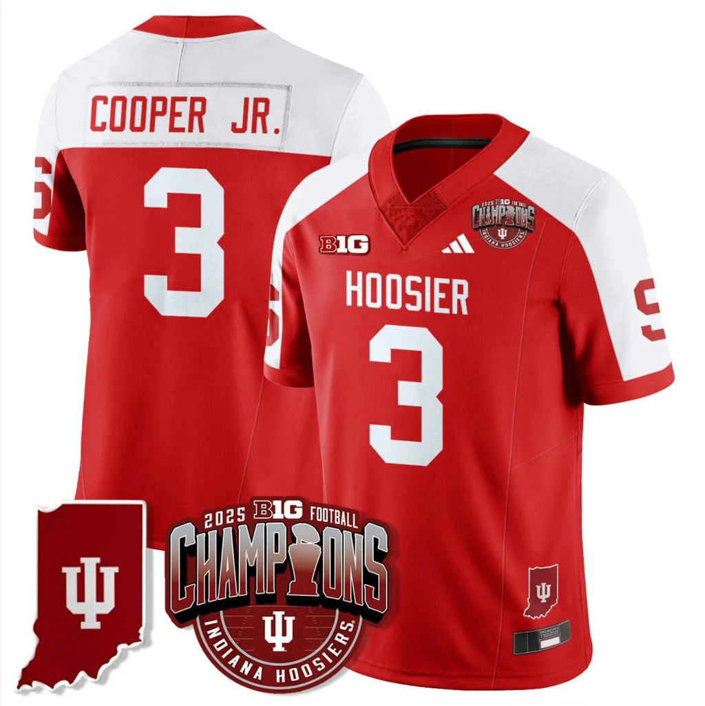 Omar Cooper Jr Jersey #3 Indiana Hoosiers Big 10 Champions Limited Stitched by My Store NCAA Football Jerseys