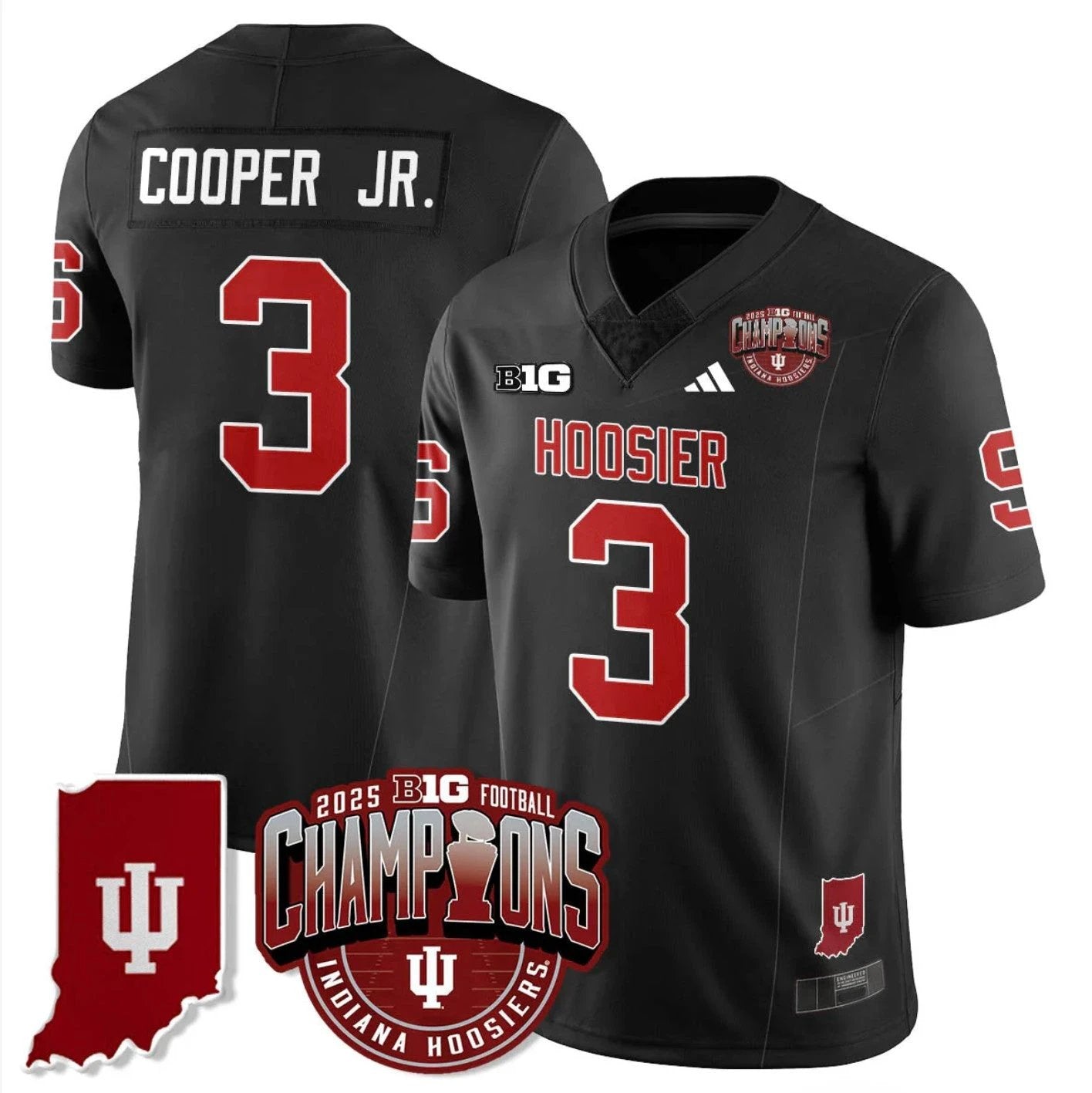 Omar Cooper Jr Jersey #3 Indiana Hoosiers Big 10 Champions Limited Stitched by My Store NCAA Football Jerseys
