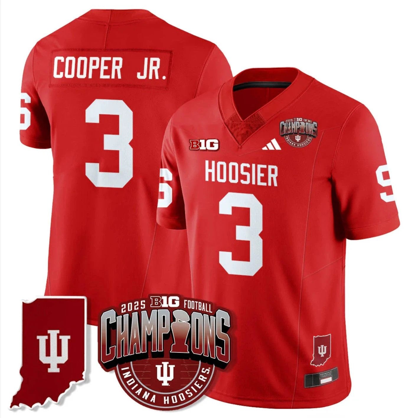 Omar Cooper Jr Jersey #3 Indiana Hoosiers Big 10 Champions Limited Stitched by My Store NCAA Football Jerseys