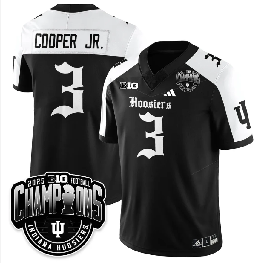 Omar Cooper Jr Jersey #3 Indiana Hoosiers Gothic Big 10 Champions Stitched by My Store NCAA Football Jerseys