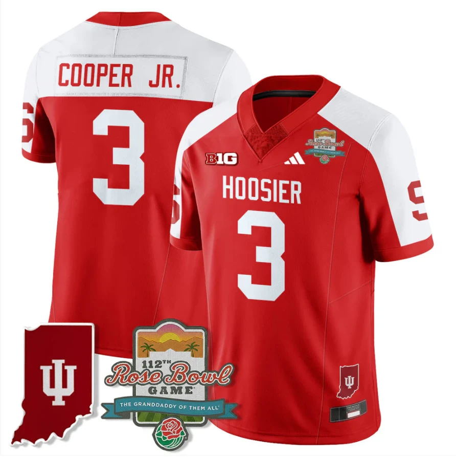 Omar Cooper Jr Jersey #3 Indiana Hoosiers Rose Bowl 112th Patch Stitched by My Store NCAA Football Jerseys