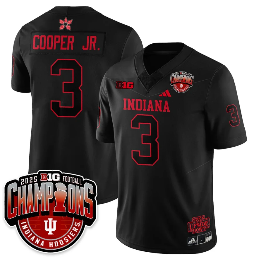 Omar Cooper Jr Jersey #3 Indiana Hoosiers Stranger Things Big 10 Champions Stitched by My Store NCAA Football Jerseys
