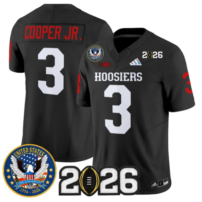 Omar Cooper Jr Jersey #3 Indiana Hoosiers United States 250th 2026 Stitched by My Store NCAA Football Jerseys