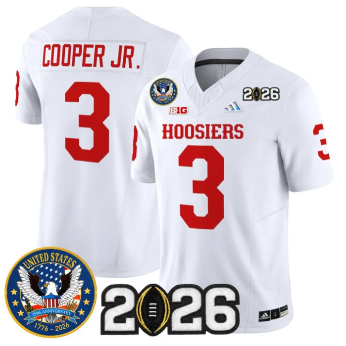 Omar Cooper Jr Jersey #3 Indiana Hoosiers United States 250th 2026 Stitched by My Store NCAA Football Jerseys