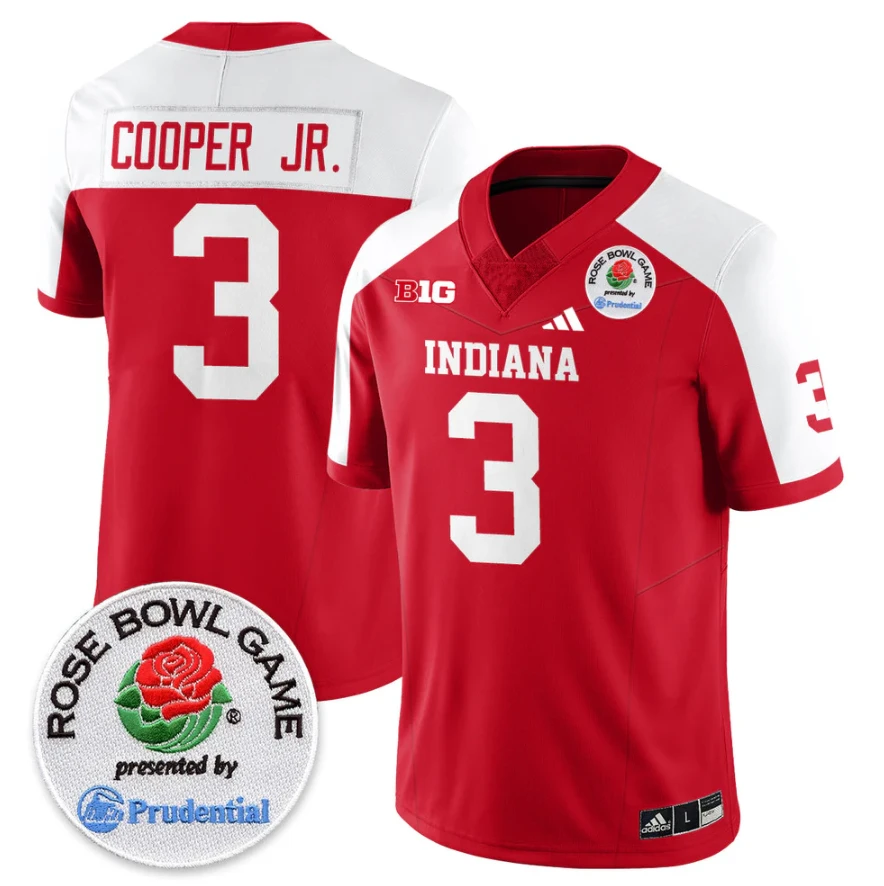 Omar Cooper Jr Jersey #3 Indiana Hoosiers Vapor Rose Bowl Patch Stitched by My Store NCAA Football Jerseys