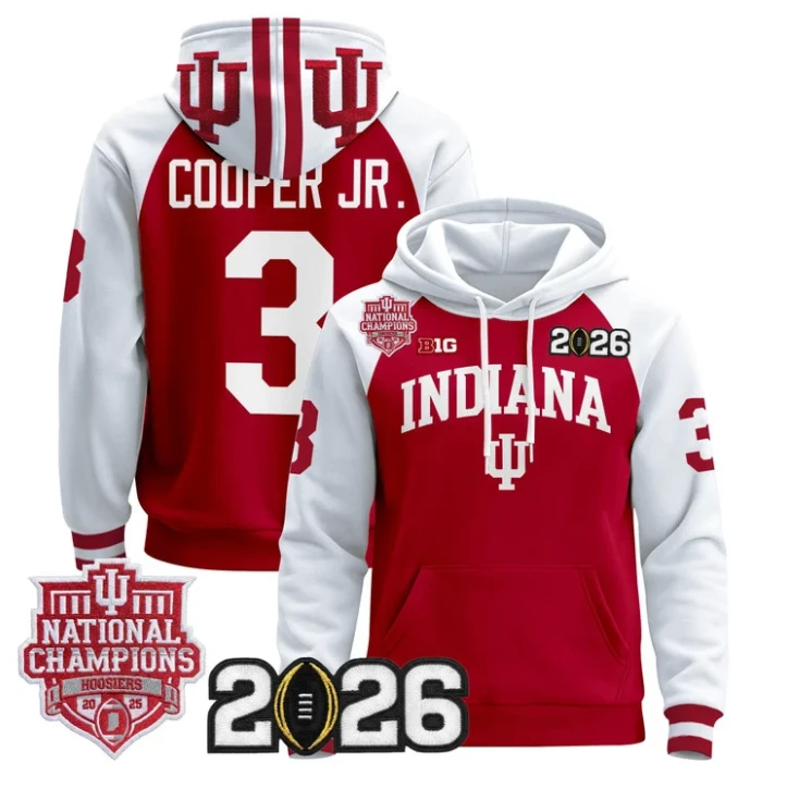Omar Cooper Jr Pullover Hoodie #3 Hoosiers 2025 National Champions Stitched by Hoodie Pullover
