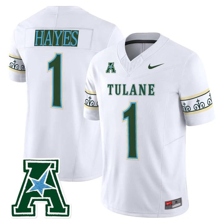 Omari Hayes Jersey #1 Tulane Green Wave 2025 City Edition Stitched by My Store NCAA Football Jerseys