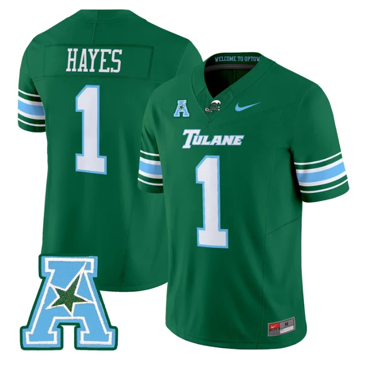 Omari Hayes Jersey #1 Tulane Green Wave 2025 Vapor Limited Stitched by My Store NCAA Football Jerseys