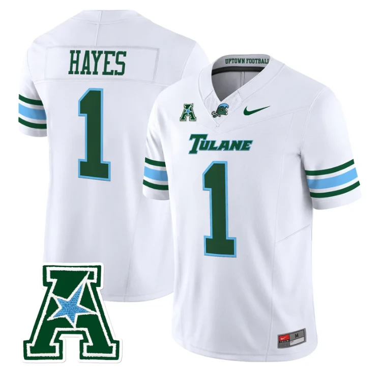 Omari Hayes Jersey #1 Tulane Green Wave 2025 Vapor Limited Stitched by My Store NCAA Football Jerseys