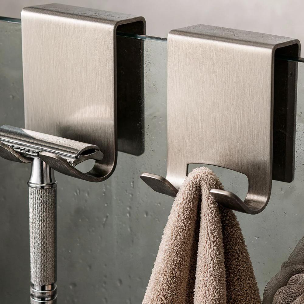On Glass Stainless Shower Door Hooks by Casa & Beyond