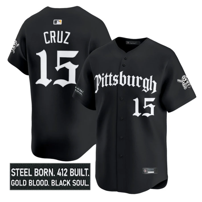 Oneil Cruz Jersey #15 Pittsburgh Pirates Gothic Steel City Stitched White by My Store